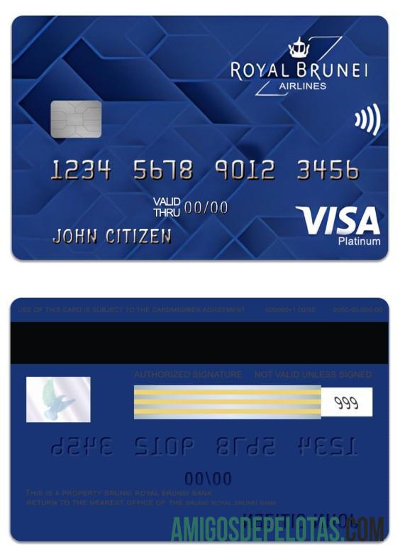 Cartão de crédito Brunei Baiduri Bank Royal Brunei Visa Platinum exemplo real